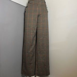 Plaid straight leg pants